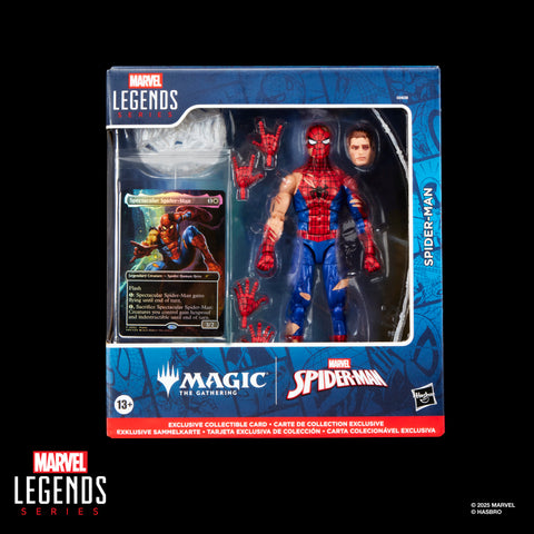 Marvel Legends Series Magic: The Gathering Battle-Damaged Spider-Man plus Exclusive Foil Collectible Card