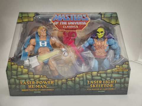 Masters of the Universe Classics Laser Power He-Man vs Laser Light Skeletor (with mailer)