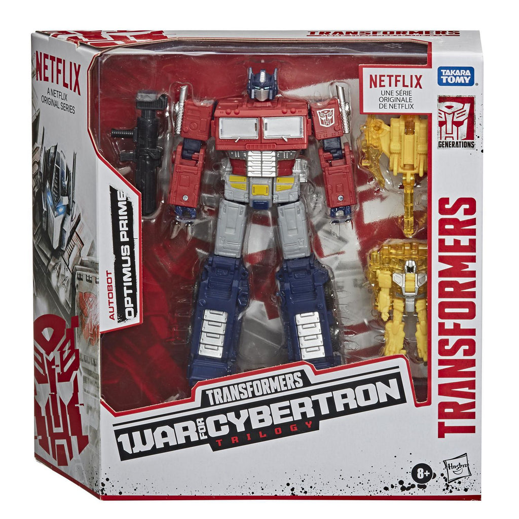 Transformers War for Cybertron Netflix Optimus Prime with Enerax and Sheeldron